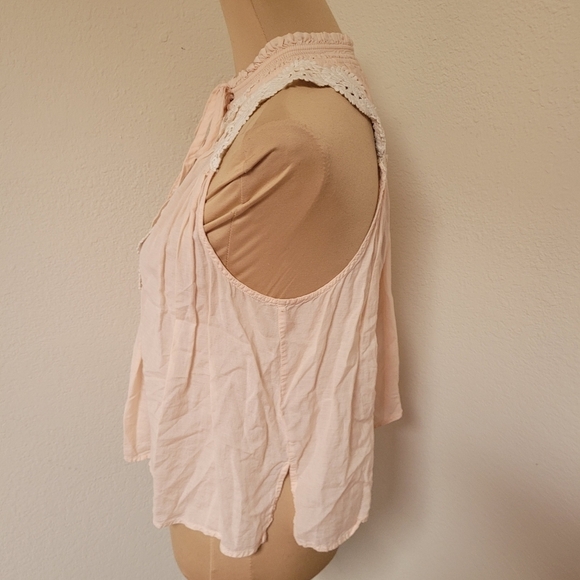 Free People Blush Pink Top With Lace - Picture 4 of 6